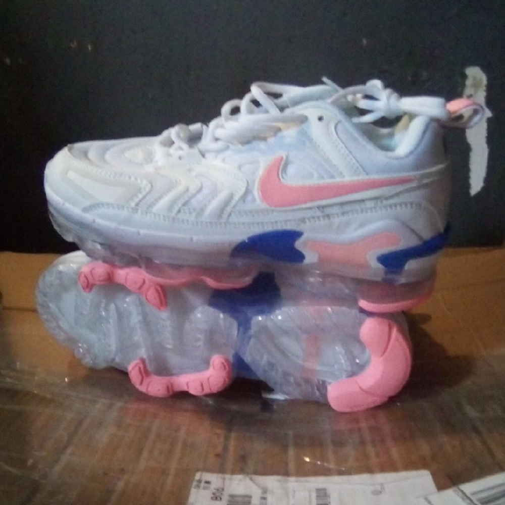 Nike White and Pink VaporMax Sneakers